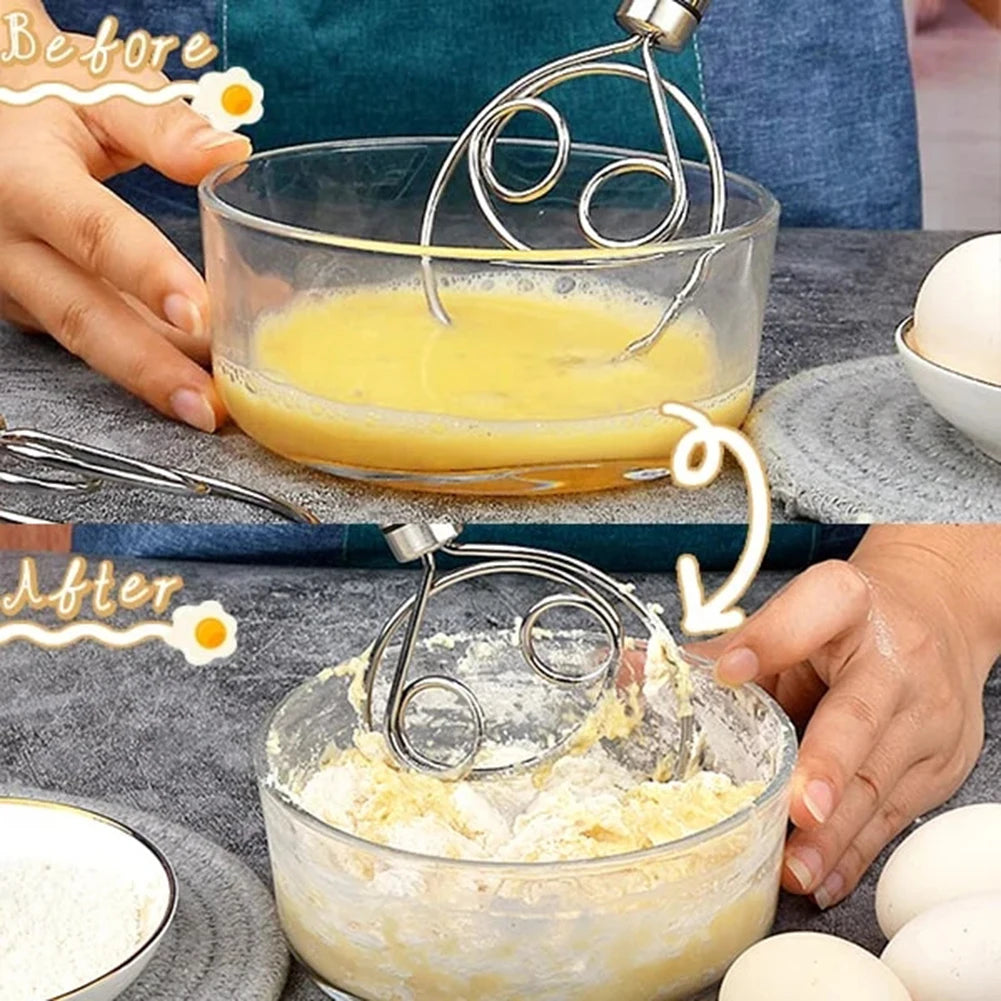 Dough Whisk Bread Mixer Stainless Steel Cake Pastry Flours Dough Blenders with Hanging Hole Kitchen Baking Blender Tools