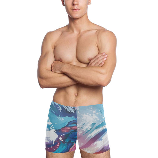 High-Quality Men's Swimming Trunks with All-Over Printing for Active Swimmers