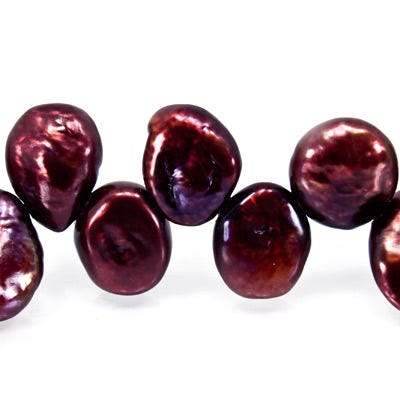 8mm - 10mm Merlot Top Drill Keshi Pearl, 15 inch