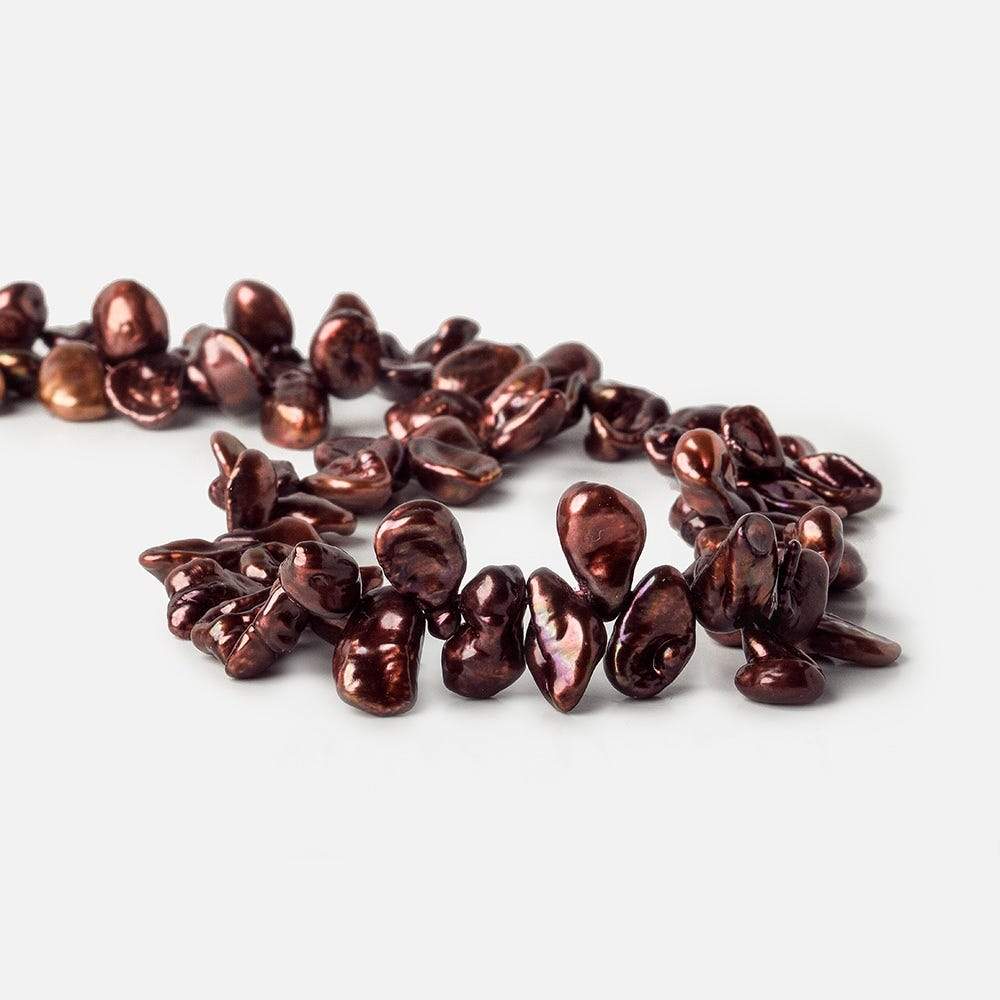 8mm - 10mm Merlot Top Drill Keshi Pearl, 15 inch