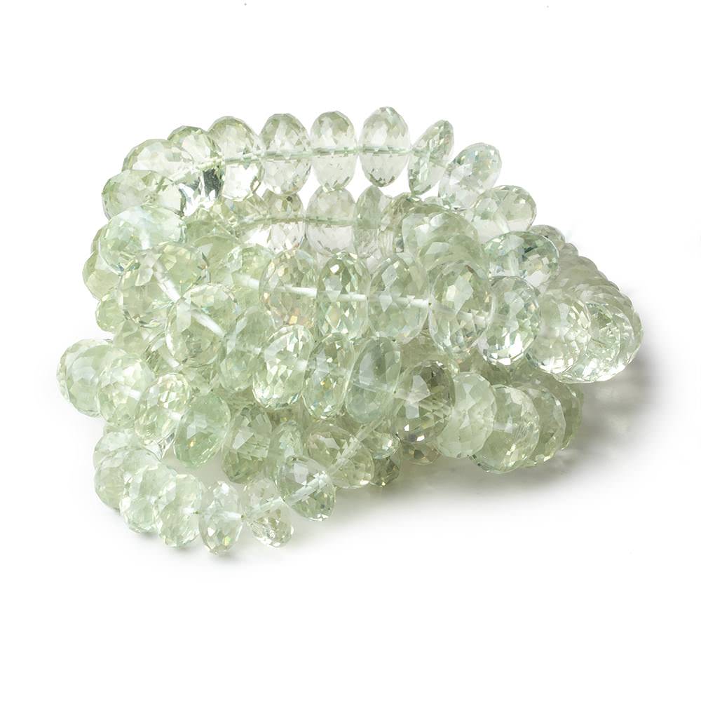 8mm - 11.5mm Prasiolite faceted rondelle beads 16 inch 74 pieces AAA