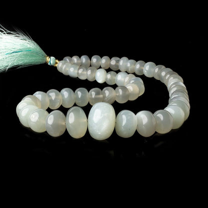 8mm - 12mm Sage Moonstone plain rondelles 16 inch 54 beads