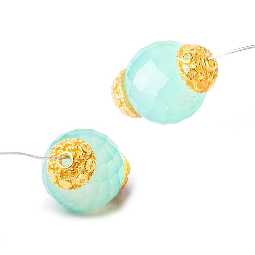 8mm 22kt Gold plated Copper Bead Cap Dots 8 inch 56 pieces