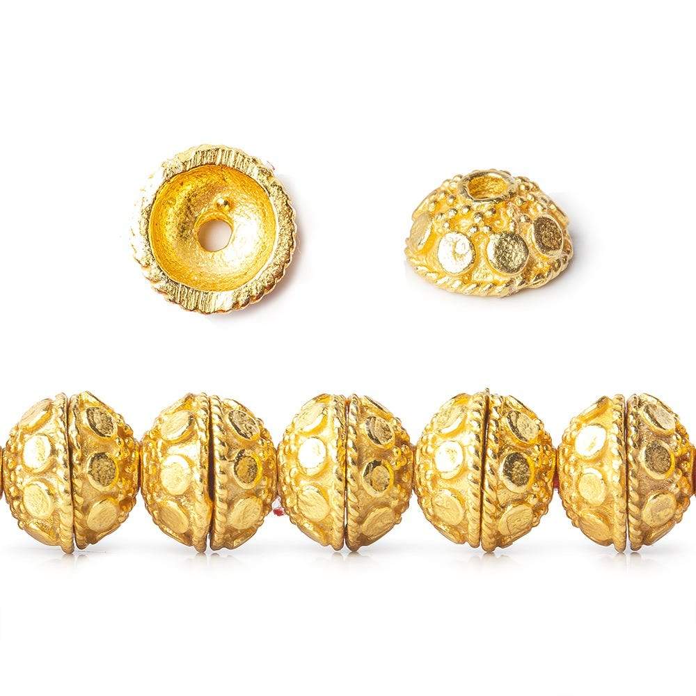 8mm 22kt Gold plated Copper Bead Cap Dots 8 inch 56 pieces