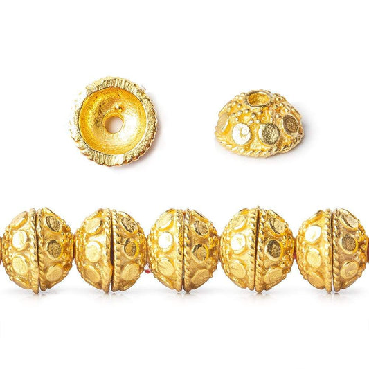 8mm 22kt Gold plated Copper Bead Cap Dots 8 inch 56 pieces