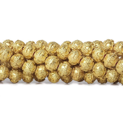 8mm 22kt Gold plated Copper Bead Miligrain Small and Large Triangle Design 8 inch 28 pieces