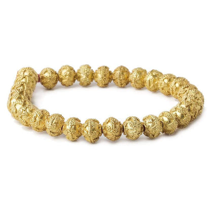 8mm 22kt Gold plated Copper Bead Miligrain Small and Large Triangle Design 8 inch 28 pieces