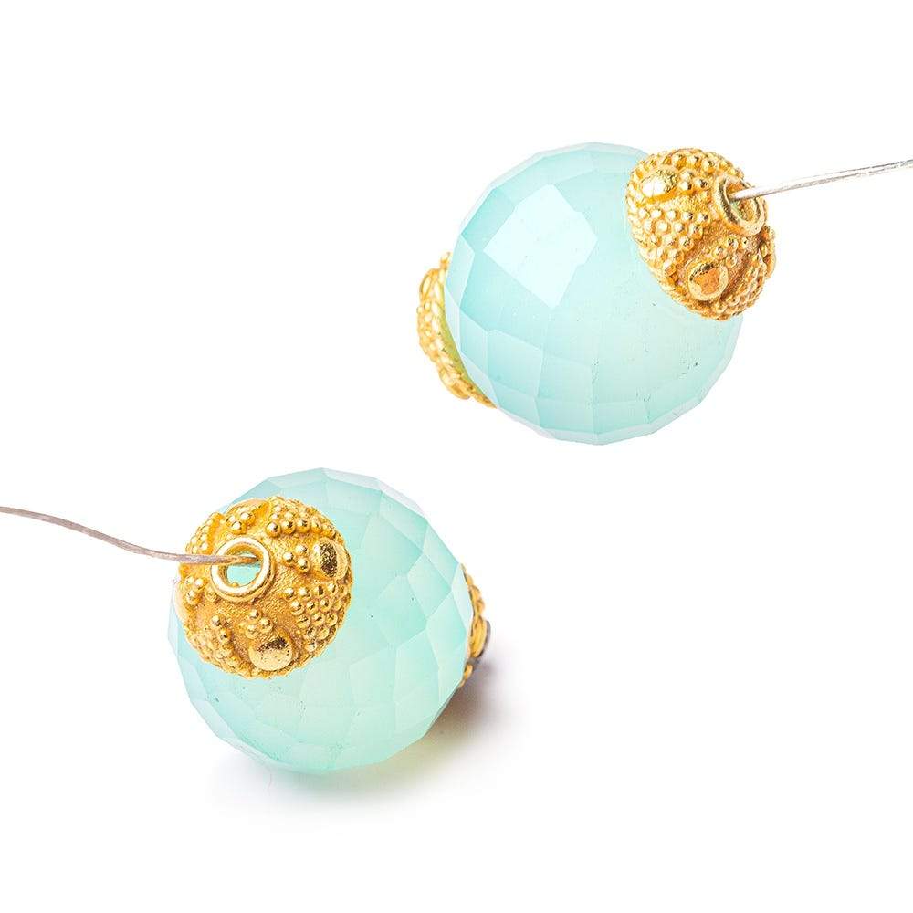 8mm 22kt Gold Plated Bead Cap Miligrain Triangle and Dot 8 inch 58 Beads