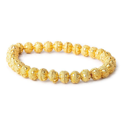 8mm 22kt Gold Plated Bead Cap Miligrain Triangle and Dot 8 inch 58 Beads