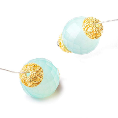 8mm 22kt Gold plated Copper Bead Cap Miligrain Triangle and Heart 8 inch 54 pieces