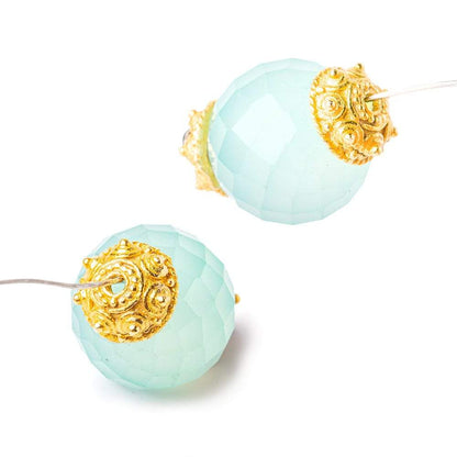 8mm 22kt Gold plated Copper Bead Cap Moroccan Dot 8 inch 60 pieces