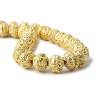 8mm 22kt Gold Plated Copper Bead Cap Persian Design 8 inch 58 pieces