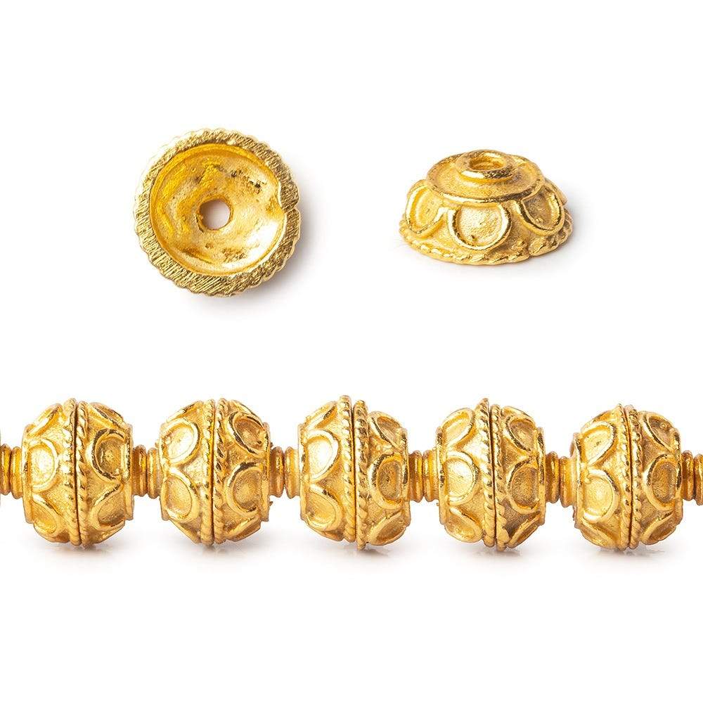 8mm 22kt Gold Plated Copper Bead Cap Petite Plain Persian 8 inch 54 pieces