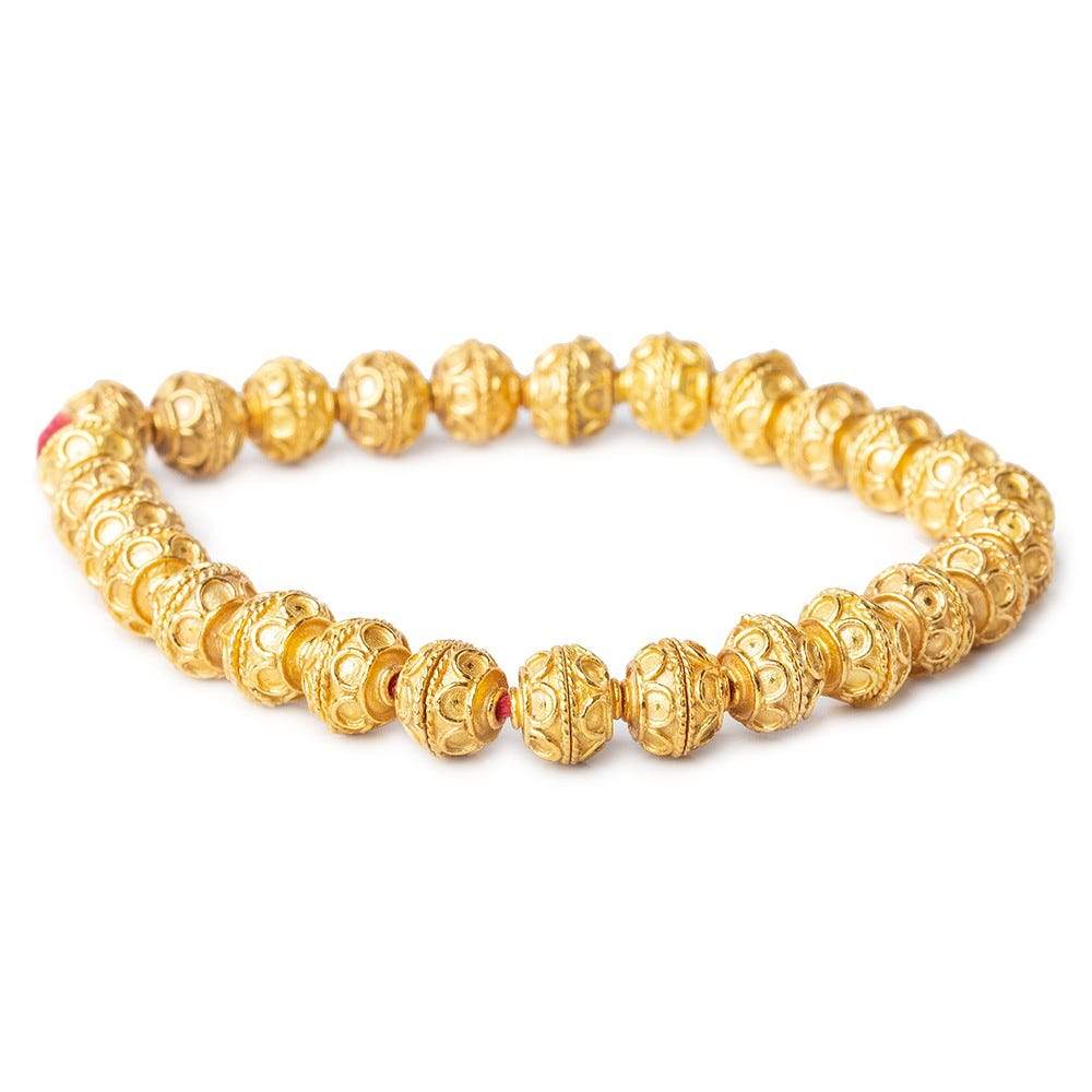 8mm 22kt Gold Plated Copper Bead Cap Petite Plain Persian 8 inch 54 pieces