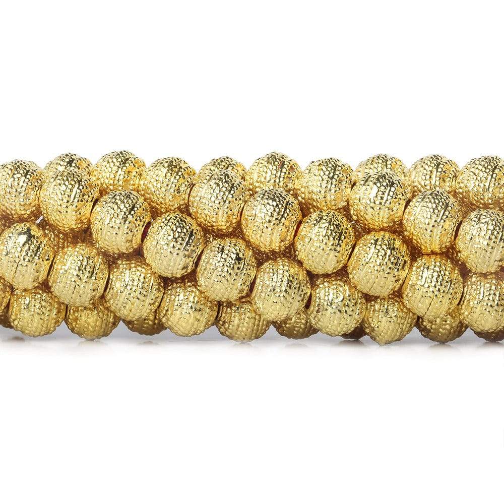 8mm 22kt Gold plated Copper Bead Miligrain Rings 8 inch 27 pieces