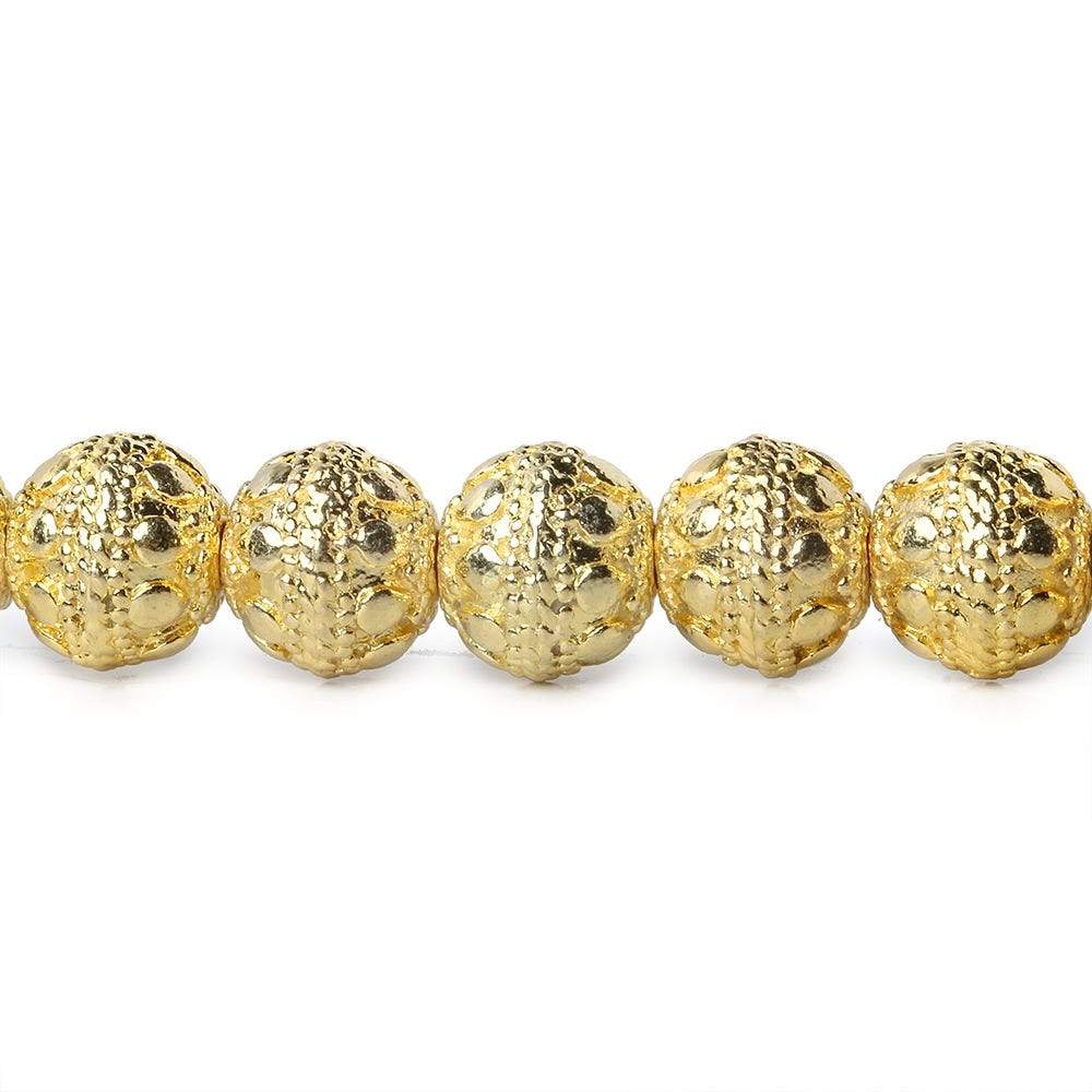 8mm 22kt Gold plated Copper Bead Round Dot Design 8 inch 28 pieces