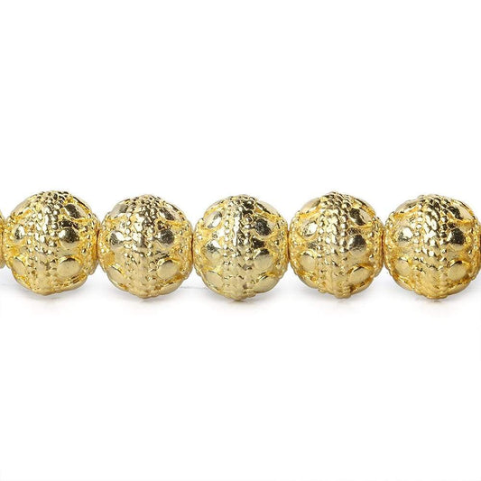 8mm 22kt Gold plated Copper Bead Round Dot Design 8 inch 28 pieces
