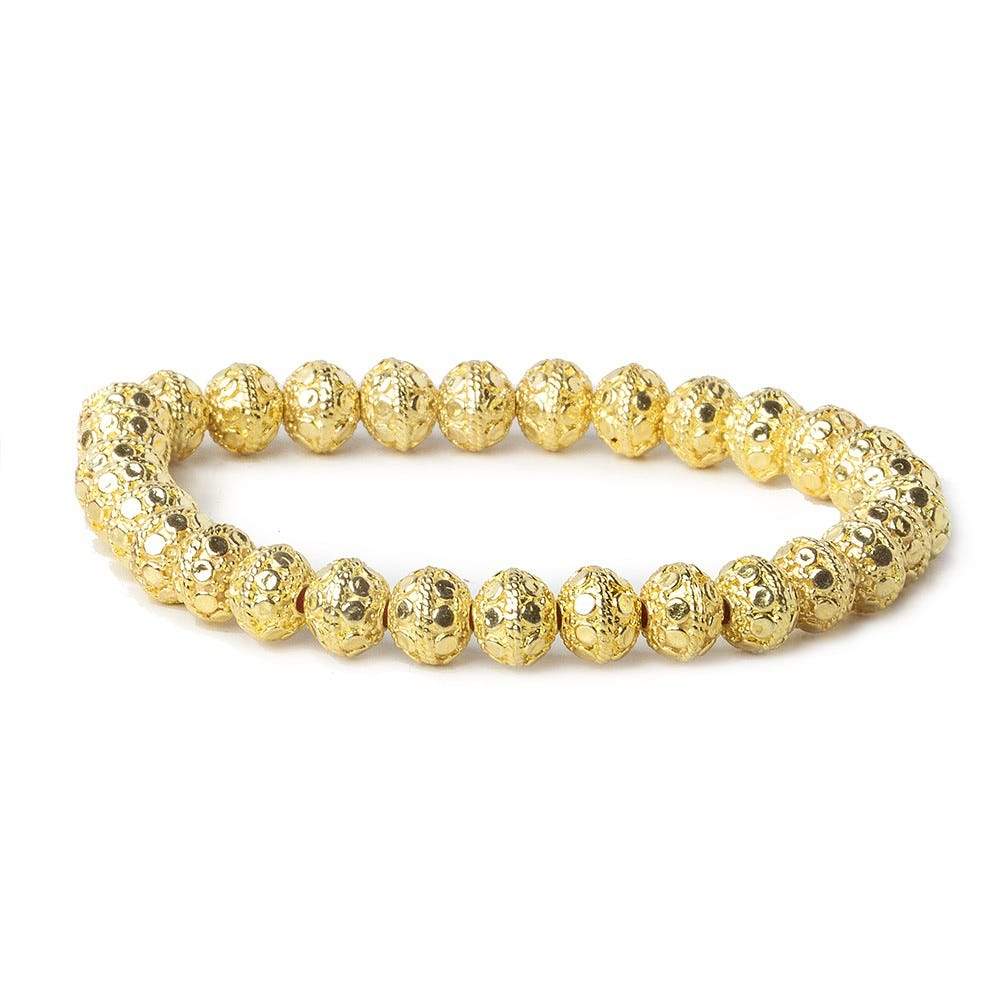 8mm 22kt Gold Plated Copper Bead Round Petite Dots 8 inch 26 pieces
