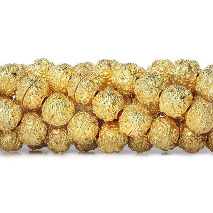 8mm 22kt Gold Plated Copper Bead Roval  Miligrain Circles  8 inch 27 pieces