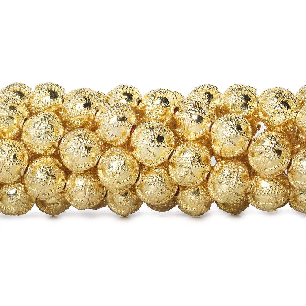 8mm 22kt Gold Plated Copper Bead Roval  Miligrain Triangle 8 inch 28 pieces