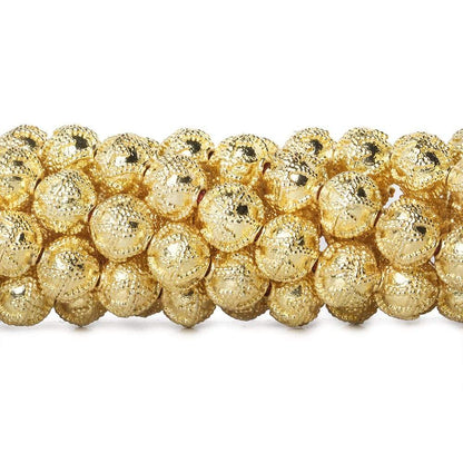 8mm 22kt Gold Plated Copper Bead Roval  Miligrain Triangle 8 inch 28 pieces