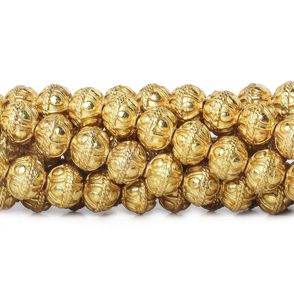 8mm 22kt Gold Plated Copper Bead Roval Pear Design 8 inch 28 pieces