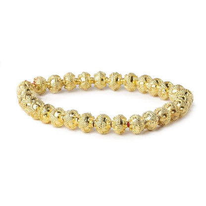 8mm 22kt Gold Plated Copper Bead Roval Petite Miligrain Triangle 8 inch 28 pieces