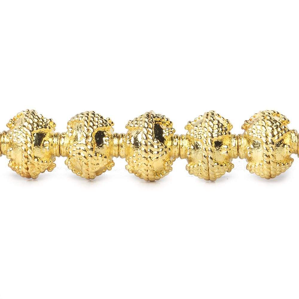 8mm 22kt Gold Plated Copper Bead Roval Petite Miligrain Triangle 8 inch 28 pieces