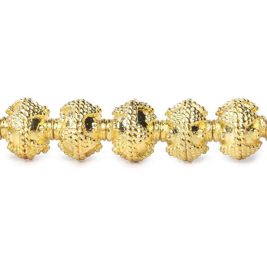 8mm 22kt Gold Plated Copper Bead Roval Petite Miligrain Triangle 8 inch 28 pieces