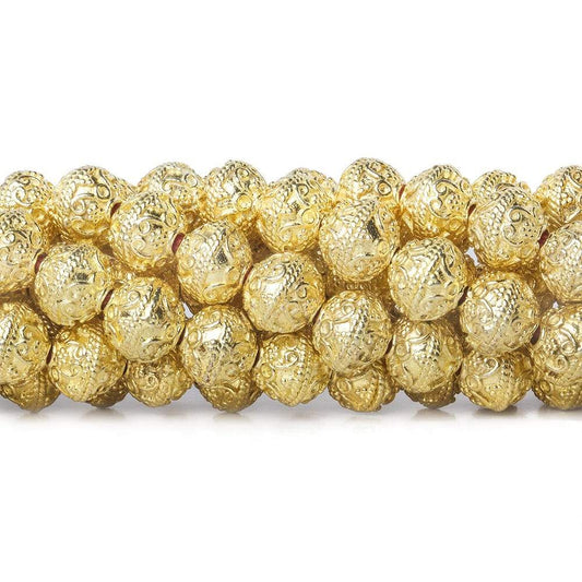 8mm 22kt Gold Plated Copper Bead Roval Petite Persian Swirl 8 inch 28 pieces