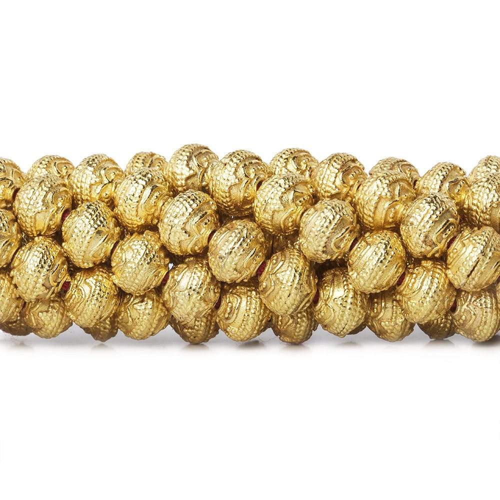 8mm 22kt Gold Plated Copper Bead Roval Triple Miligrain Center 8 inch 28 pieces
