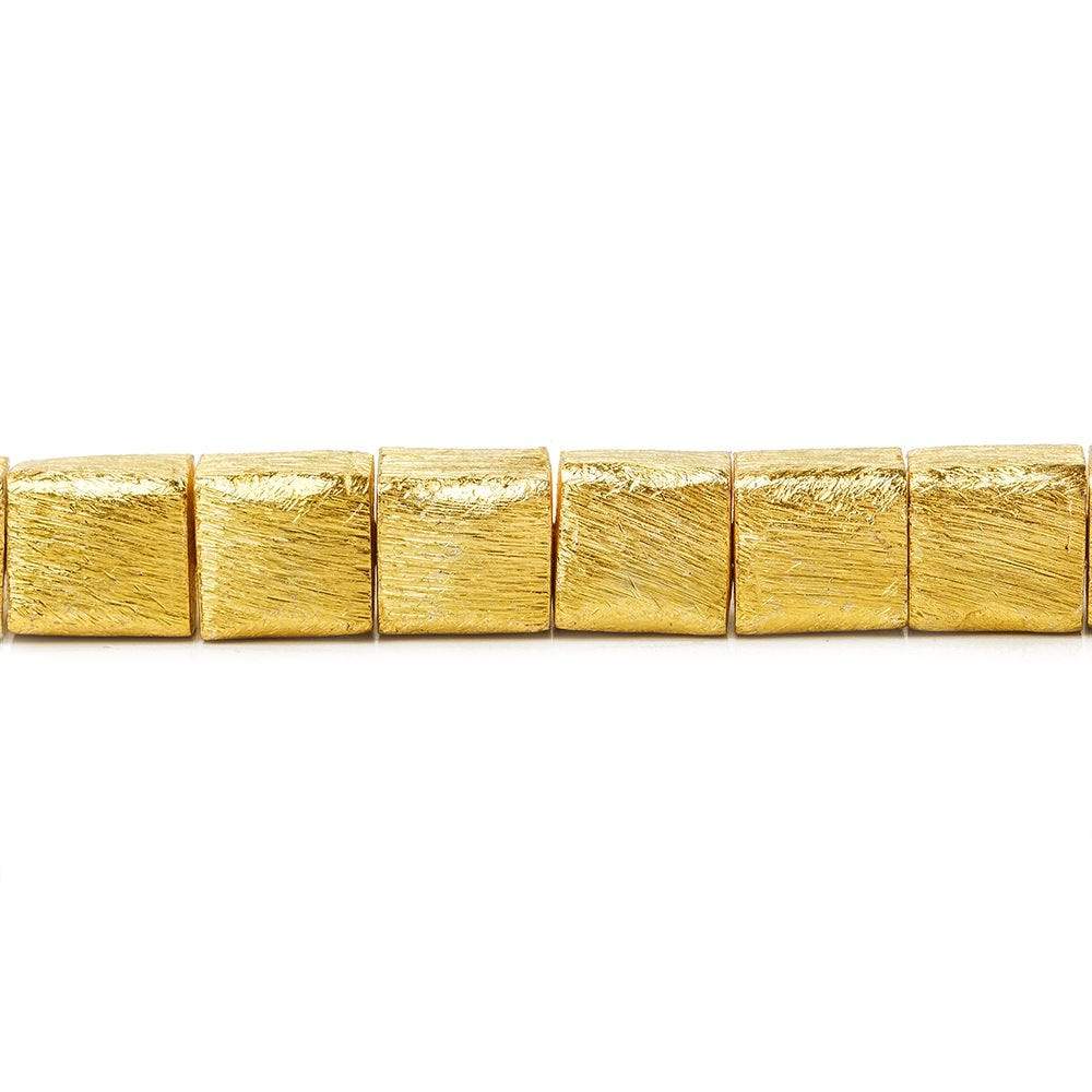 8mm 22kt Gold plated Copper Brushed Cube Bead 8 inch 24 pieces