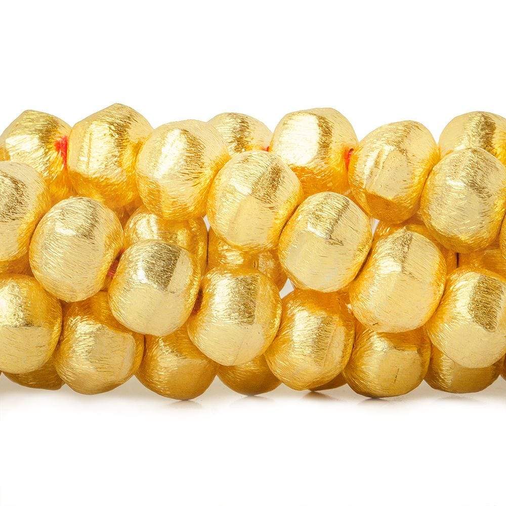 8mm 22kt Gold plated Copper Brushed Hexagon Beads 8 inch 25 pieces