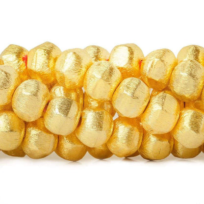 8mm 22kt Gold plated Copper Brushed Hexagon Beads 8 inch 25 pieces