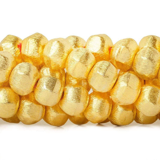 8mm 22kt Gold plated Copper Brushed Hexagon Beads 8 inch 25 pieces