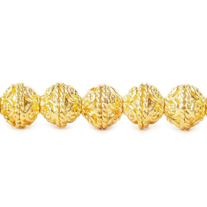 8mm 22kt Gold plated Copper Round Bali Beads 8 inch 27 beads