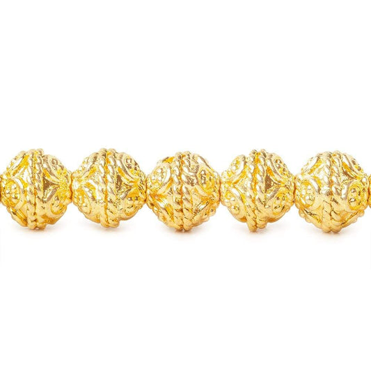 8mm 22kt Gold plated Copper Round Bali Beads 8 inch 27 beads