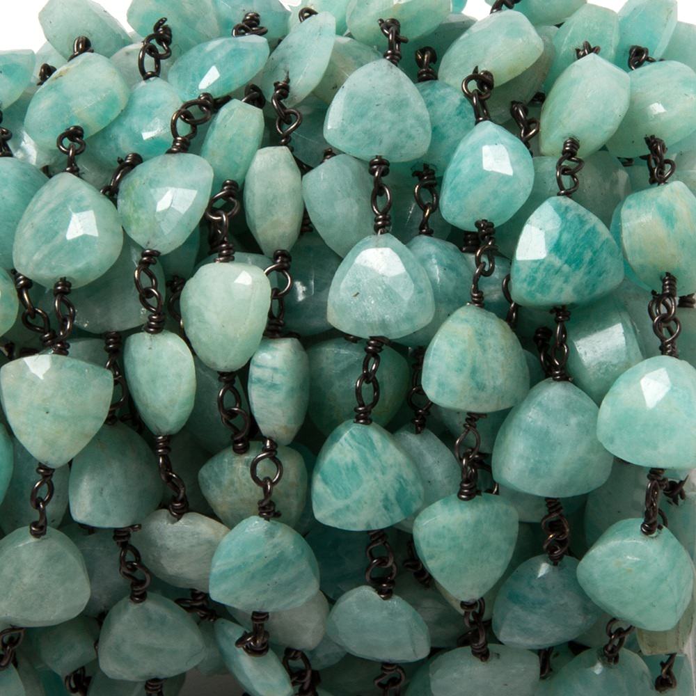 8mm Amazonite triangle Black Gold plated Chain by the foot 22pcs
