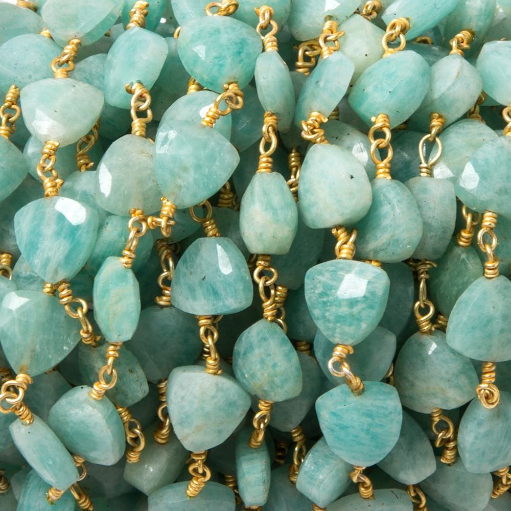 8mm Amazonite triangle Gold plated Chain by the foot 22pcs