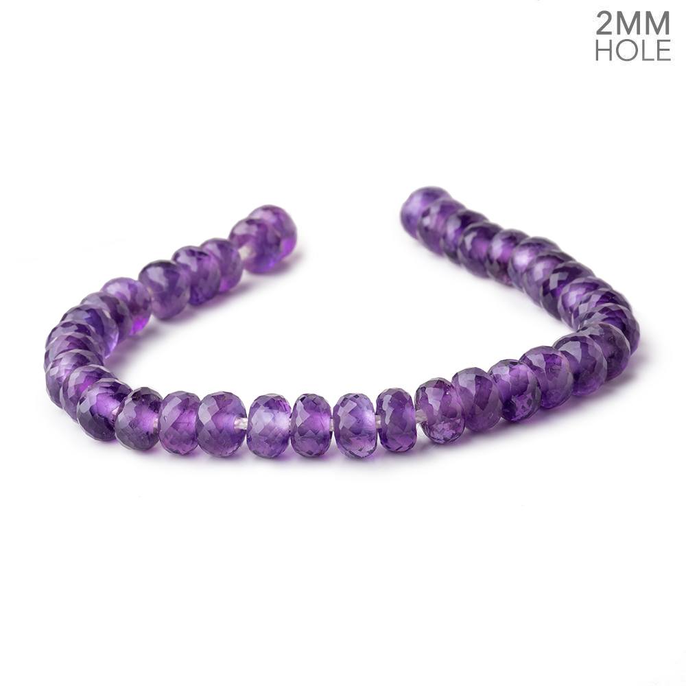 8mm Amethyst 2mm Large Hole Faceted Rondelles 8 inch 36 Beads