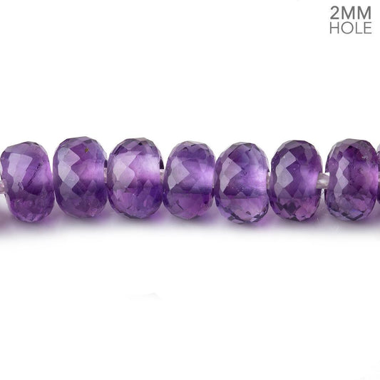 8mm Amethyst 2mm Large Hole Faceted Rondelles 8 inch 36 Beads