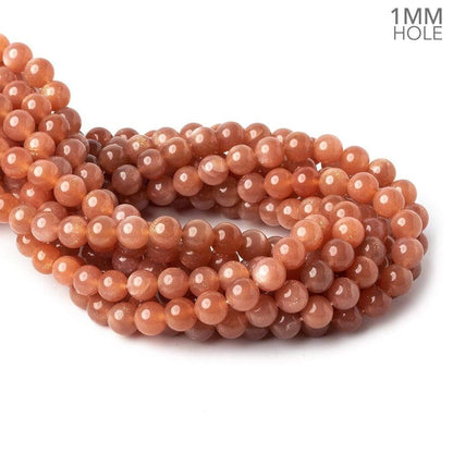 8mm Angel Skin Peach Moonstone plain round beads 16 inch 49 beads AA 1mm large hole