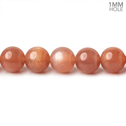 8mm Angel Skin Peach Moonstone plain round beads 16 inch 49 beads AA 1mm large hole