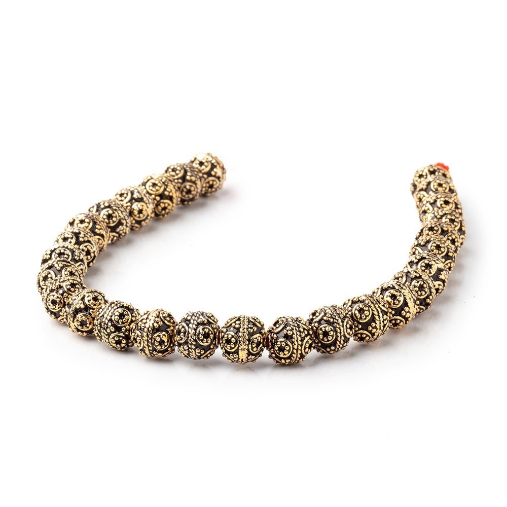 8mm Antiqued 22kt Plated Copper Rounds with Miligrain Circles 8 inch 27 beads