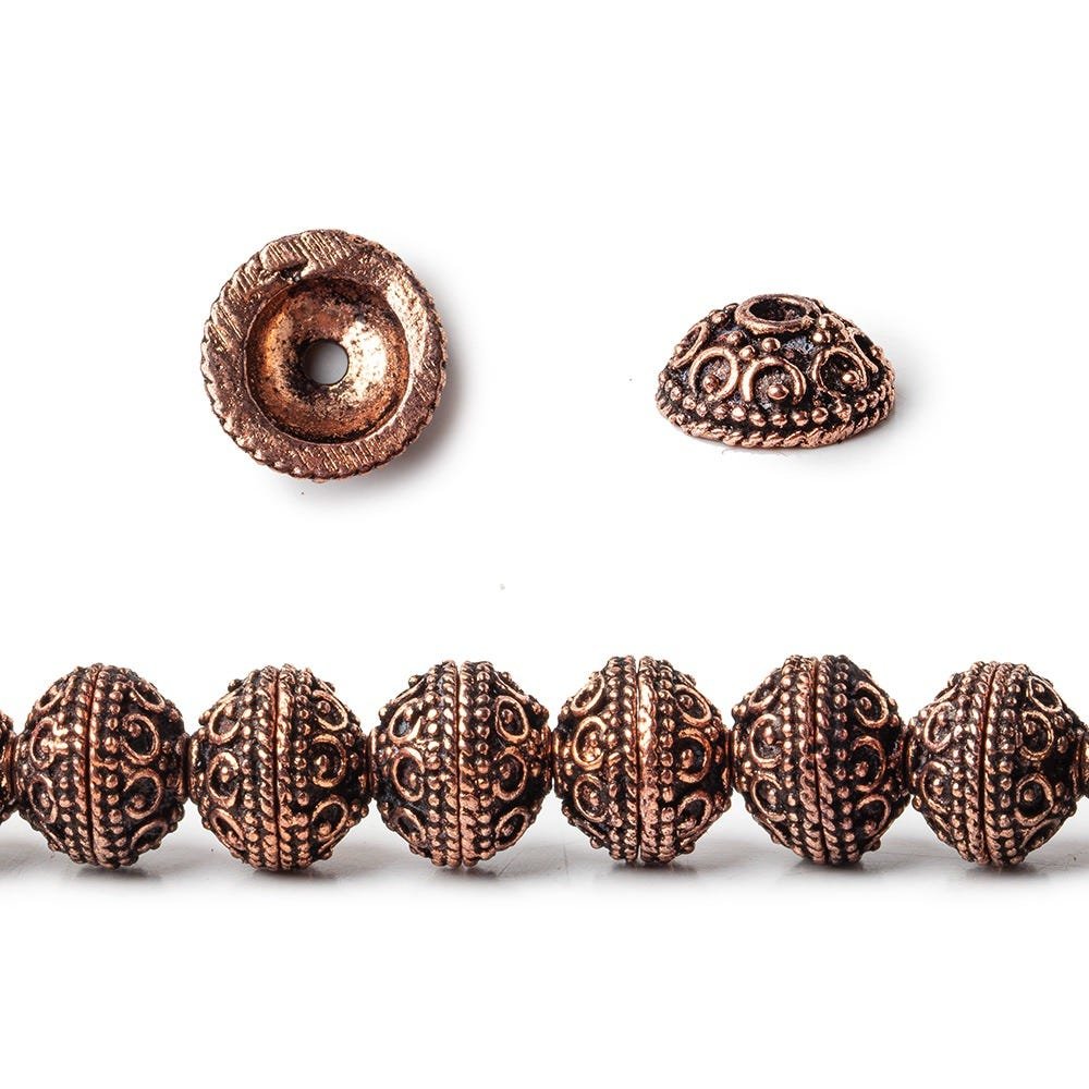 8mm Antiqued Copper Bead Cap Roval Petite Persian 8 inch 56 pcs