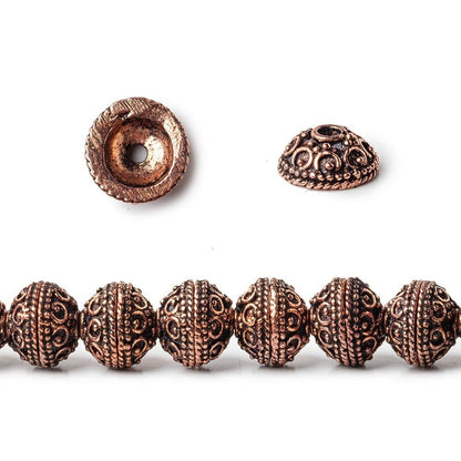 8mm Antiqued Copper Bead Cap Roval Petite Persian 8 inch 56 pcs