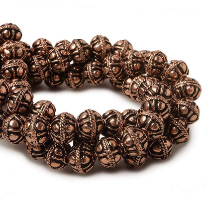 8mm Antiqued Copper Bead Round Dot 8 inch 28 pcs