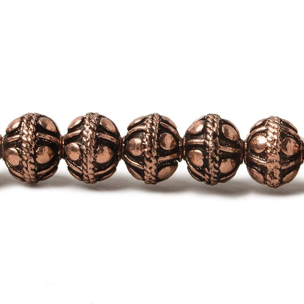 8mm Antiqued Copper Bead Round Dot 8 inch 28 pcs