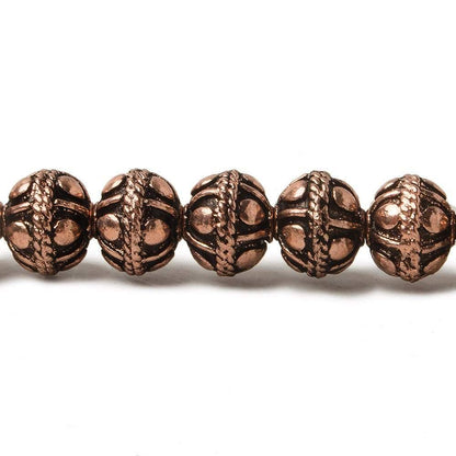 8mm Antiqued Copper Bead Round Dot 8 inch 28 pcs