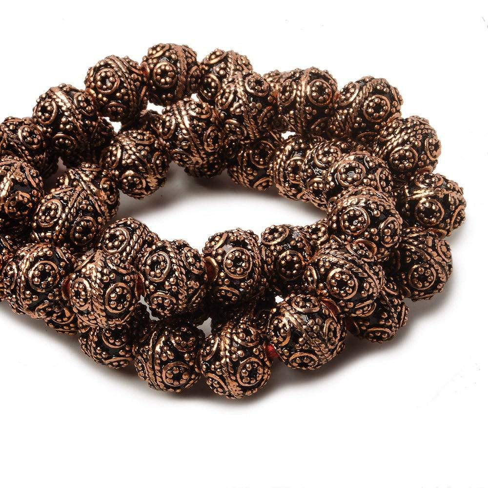 8mm Antiqued Copper Beads Roval  Miligrain Circles 8 inch 28 pcs